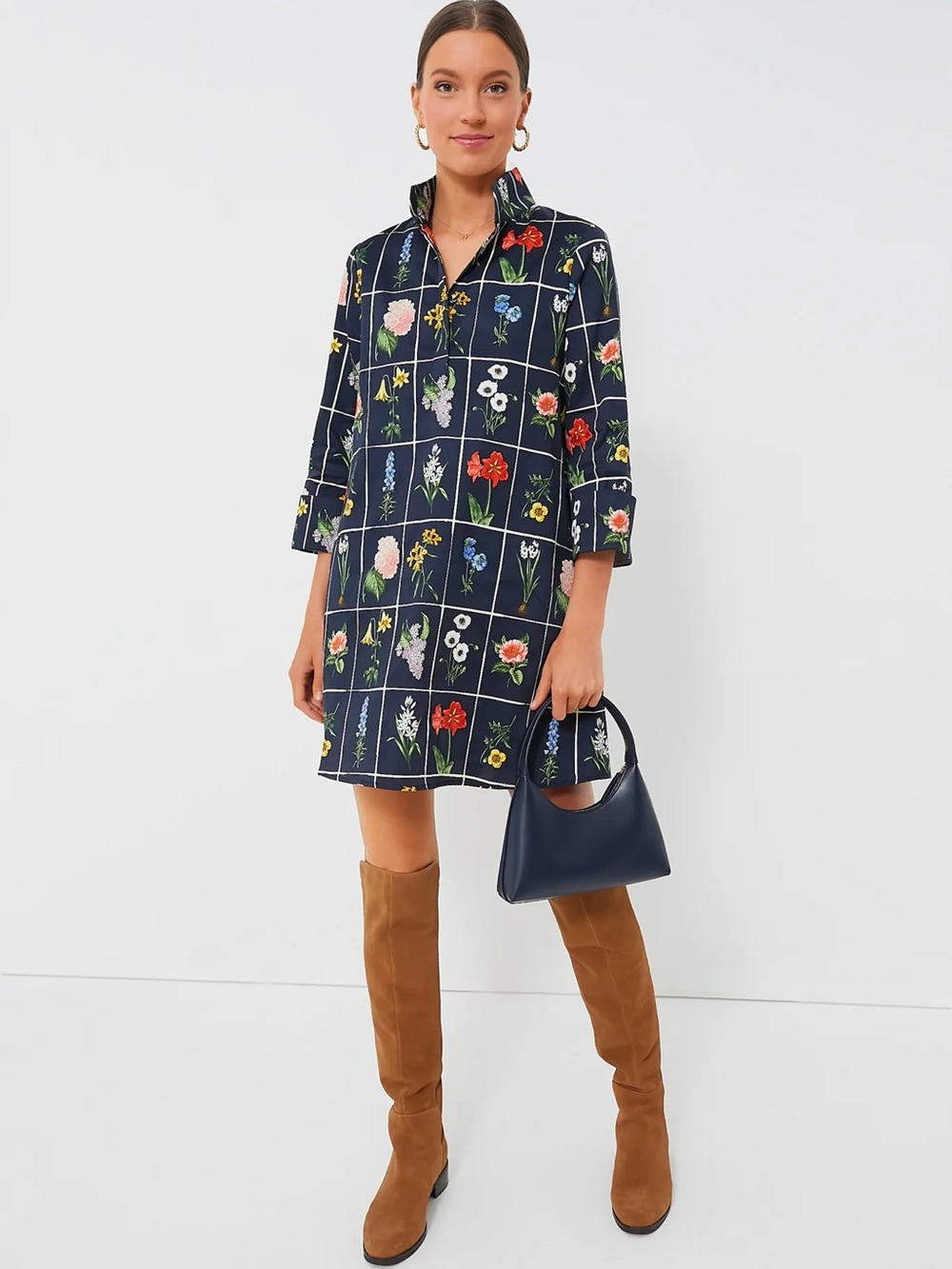 Tuckernuck Navy Fresh Buds Megan Dress Collared LARGE